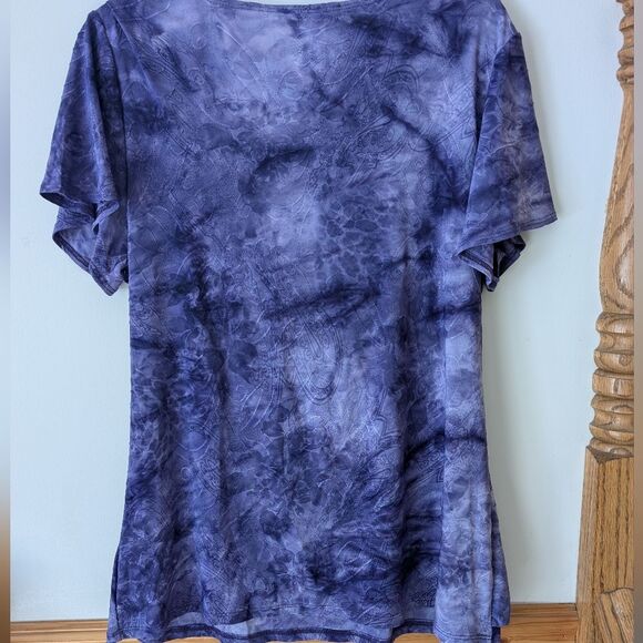 Y2K Roz & Ali Purple Stretchy Slinky Fairycore Cowl Neck Top Size Medium - Picture 4 of 7